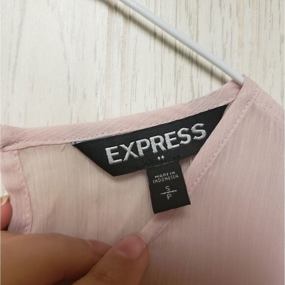 Express Sheer Ruffle Baby Pink Blouse Top Small - Picture 2 of 6